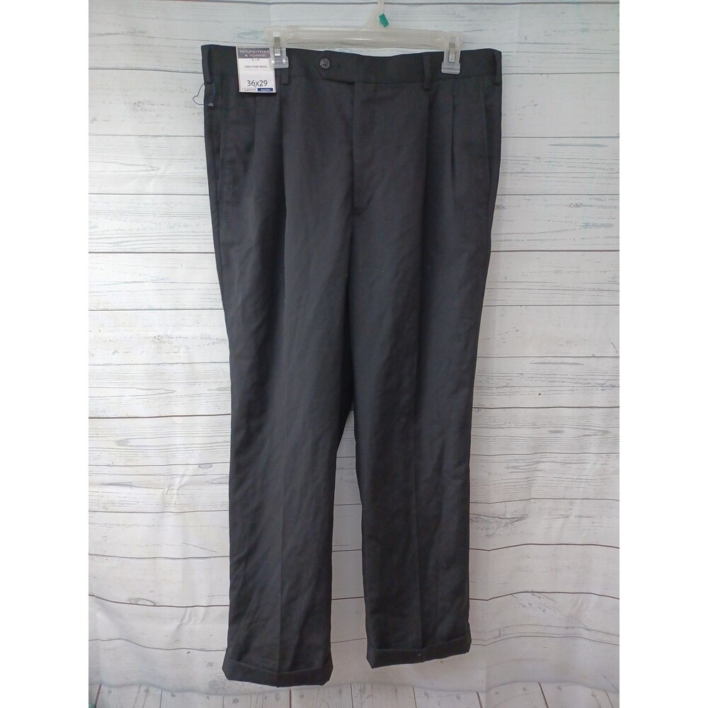NEW Roundtree & Yorke Wool Dress Pants Mens 38x30 Blueish Gray Slacks NWT (36x27